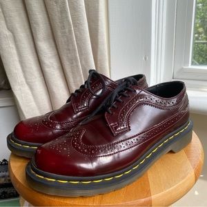 Dr. Martens Vegan 3989 Brogue Shoes In Cherry Red